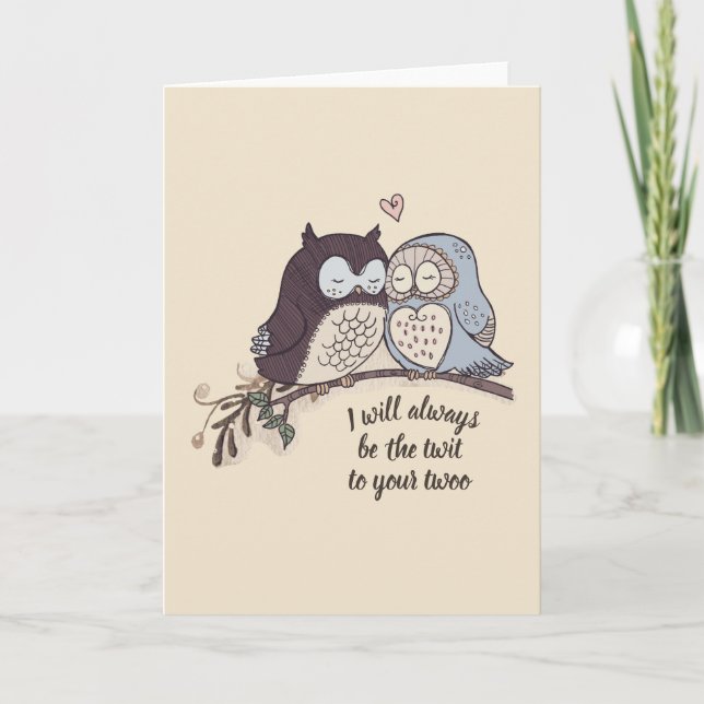 Carte Chouettes en amour Twit Twoo (Devant)