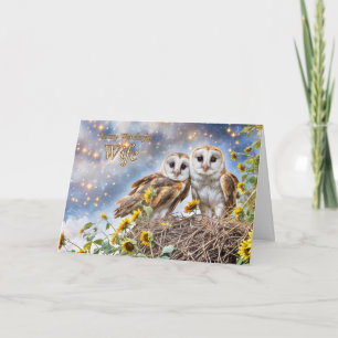 Carte Chouettes mignonnes de l'anniversaire de la femme