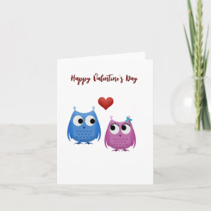 Carte Chouettes mignonnes, Saint-Valentin