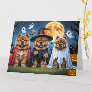 Carte Chow Chow Chien Citrouille Halloween drôle