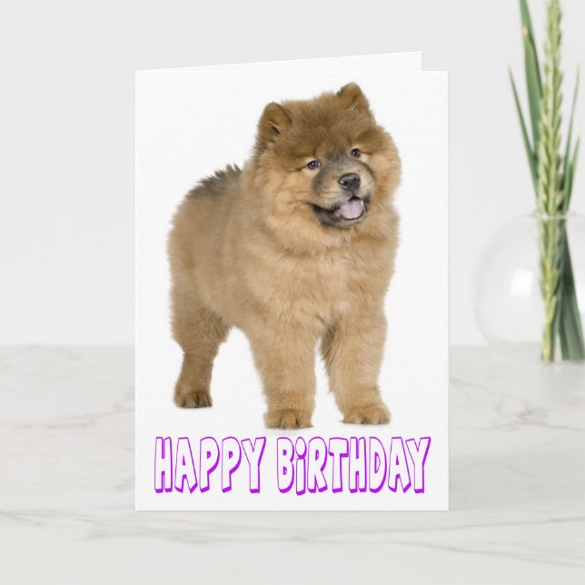 Carte Chow Chow Chow Chien chiot Brown et heureux d'anni (Devant)