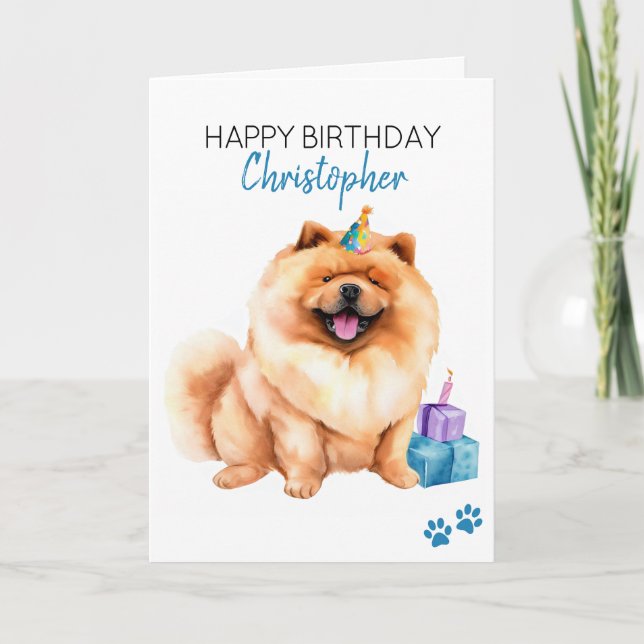 Carte Chow Chow Dog Personnalisé Joyeux Anniversaire (Devant)