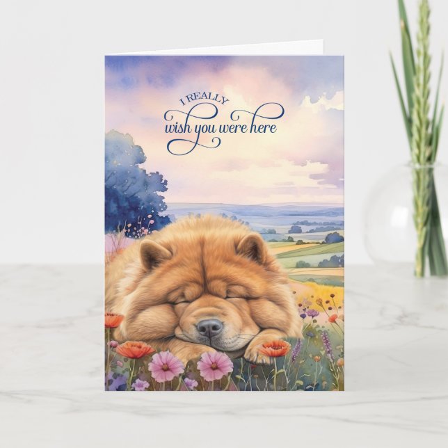 Carte Chow Chow Dog Wildflowers Scenic Vista Miss You (Devant)
