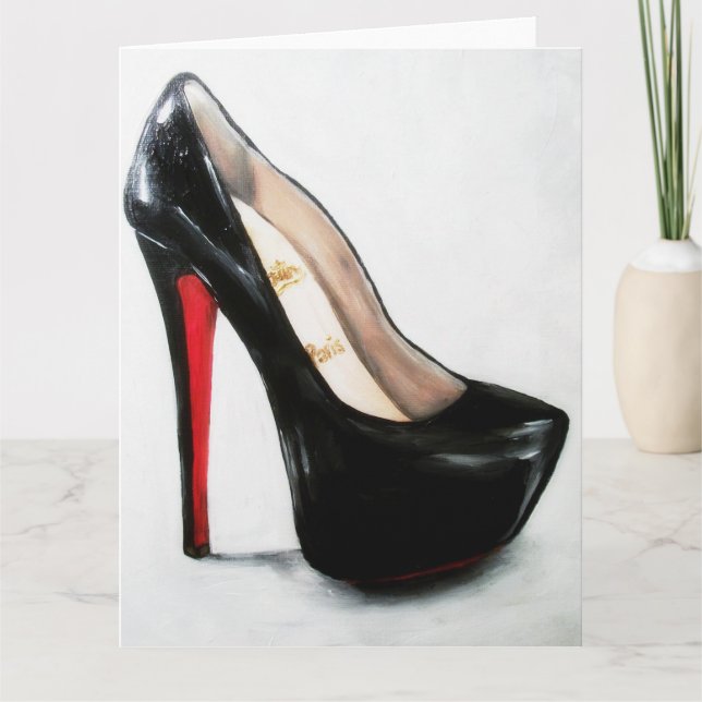 Carte Chrétien Louboutin Rouge Bas Daffodique Talons Pom (Devant)