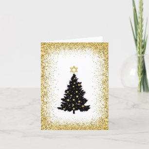 Carte Chrismukkah avec étoile de David sur un arbr