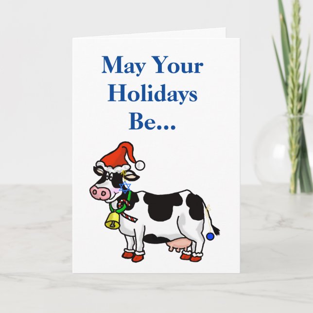 Carte Chrismukkah avec vache (Devant)