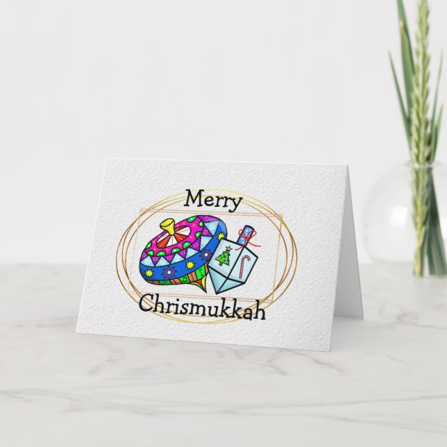 Carte Chrismukkah Dreidel et Toy Top Card (Devant)