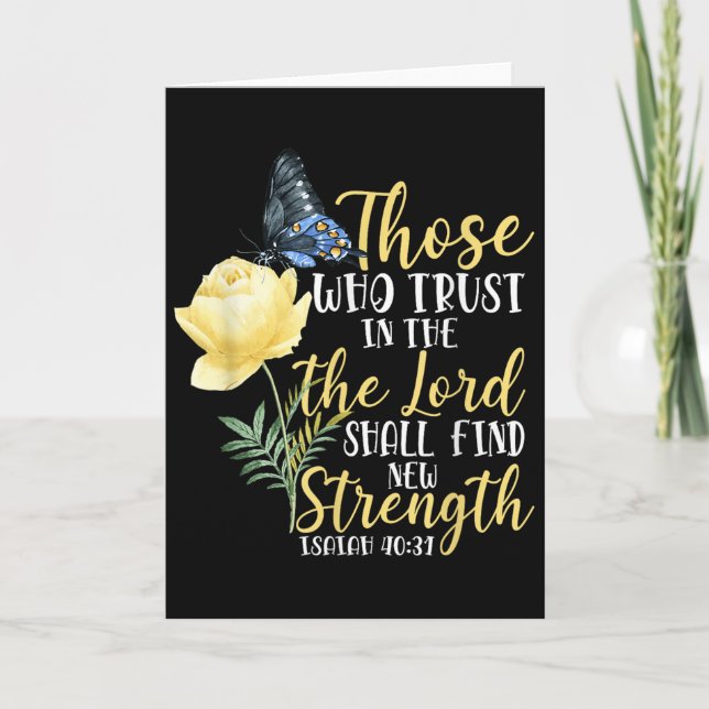 Carte Christian Bible Verse Butterfly Rose Flower Isaiah (Devant)