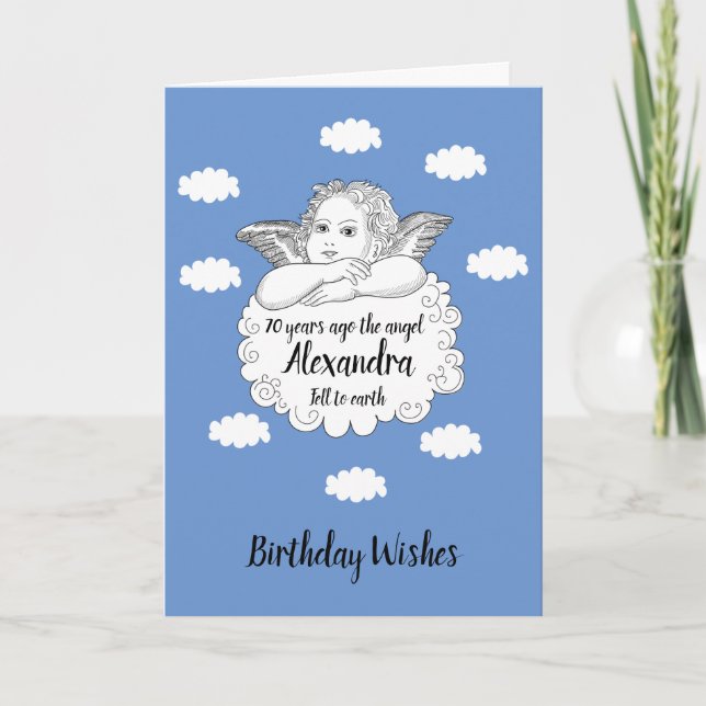 Carte Christian Cloud Angel Joyeux 70e anniversaire (Devant)