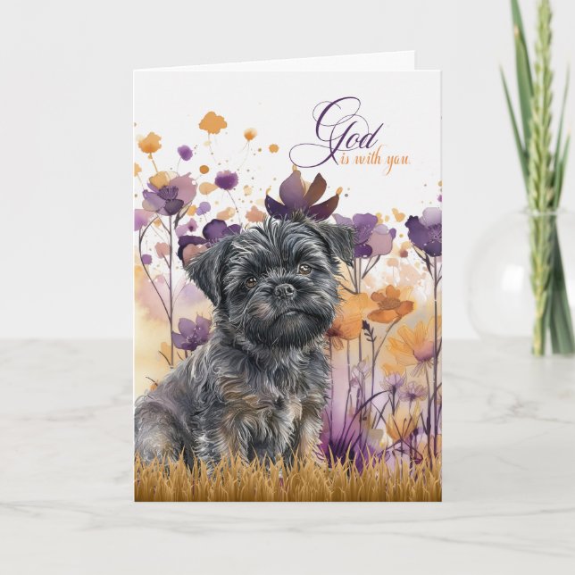 Carte Christian Encouragement Affenpinscher Chien pourpr (Devant)