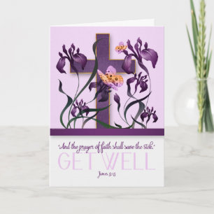 Carte Christian Get Well James 5 Cross et Purple Iris