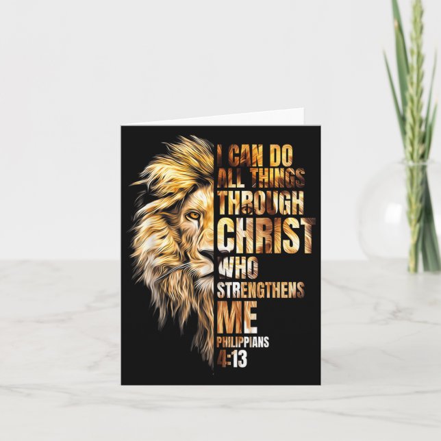 Carte Christian I Can Do All Things Through Christ Lion  (Devant)
