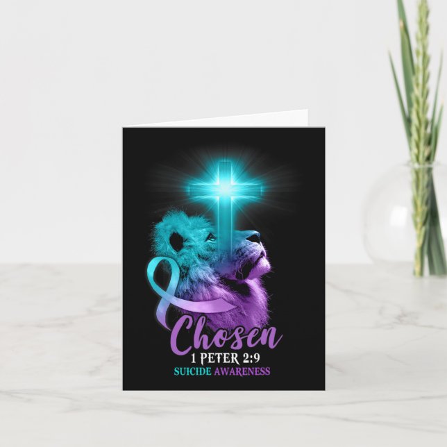 Carte Christian Lion Cross Religieux Bible Verse Suicide (Devant)