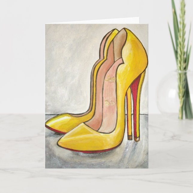 Carte Christian Louboutin Rouge jaune Bas talons hauts (Devant)