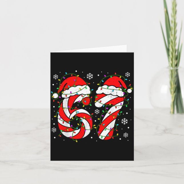 Carte Christmas 67 Candy Cane Six Seven Meme Lights Sant (Devant)