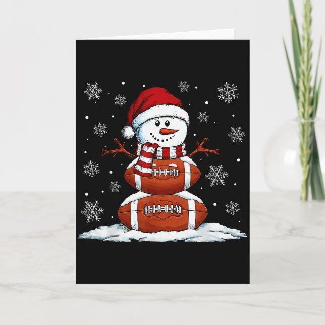Carte Christmas American Football Game Day Santa Snowman (Devant)