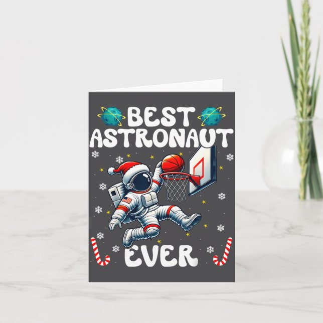 Carte Christmas Astronaut Ever Santa Hat Snowflakes Cand (Devant)
