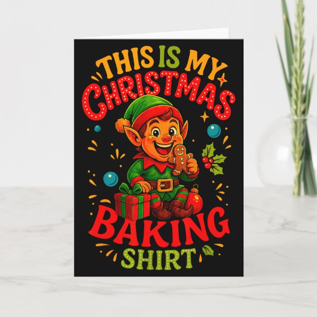 Carte Christmas Baking Shirt Cute Elf Gingerbread Pastry (Devant)