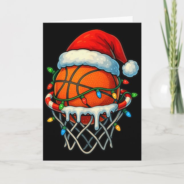 Carte Christmas Basketball Ice Cream Drip For Boys Kids  (Devant)