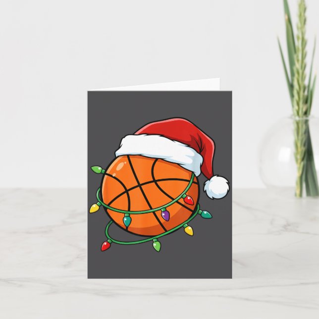 Carte Christmas Basketball Santa Hat Wrapped In Lights H (Devant)
