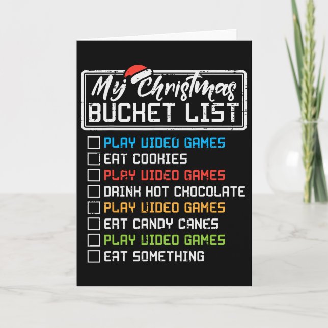 Carte Christmas Bucket List Video Games Xmas Gamer Boys  (Devant)