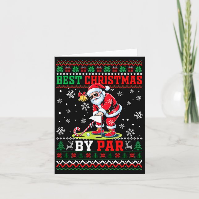 Carte Christmas By Par Santa Sweater Playing Golf Golfer (Devant)