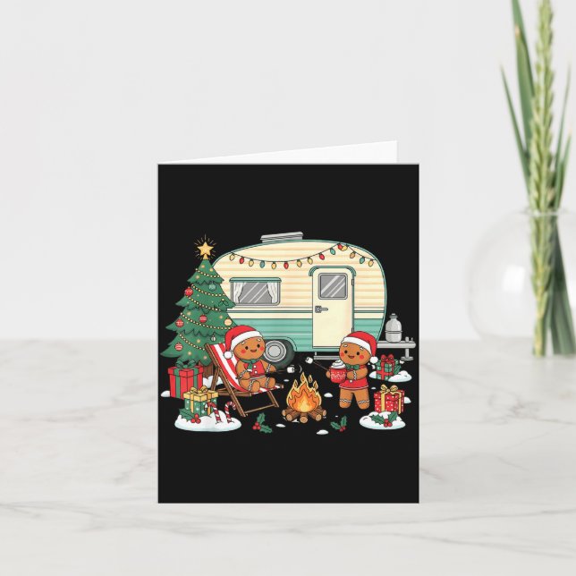 Carte Christmas Camng Gingerbread Campfire Tree Santa Ha (Devant)