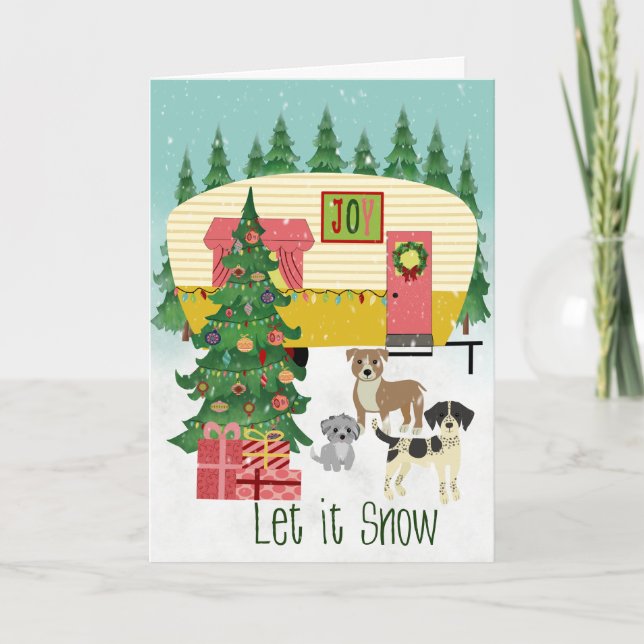 Carte Christmas Camper and Dogs Let it Snow (Devant)