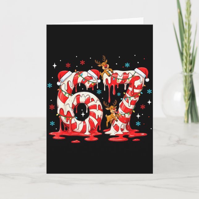 Carte Christmas Candy Cane 67 Meme Six Seven Funny Boys  (Devant)