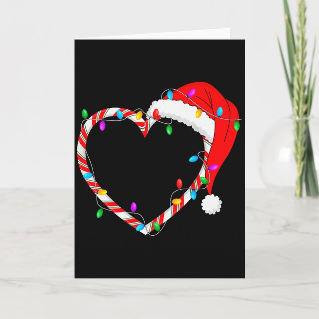 Carte Christmas Candy Cane Heart Funny Love Candy Men Wo (Devant)