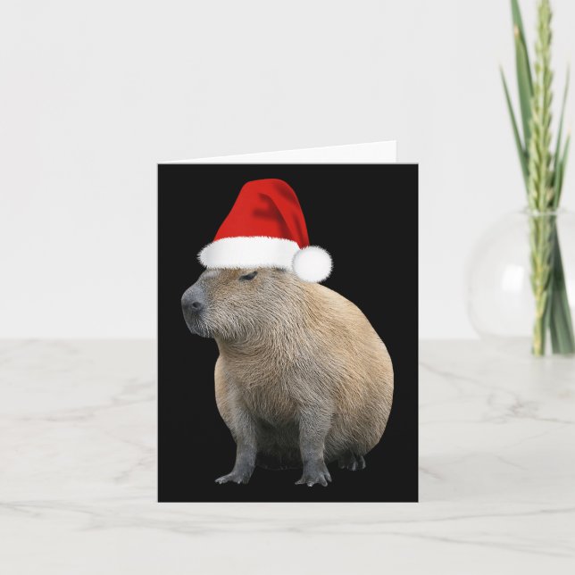 Carte Christmas Capybara Santa Hat (Devant)
