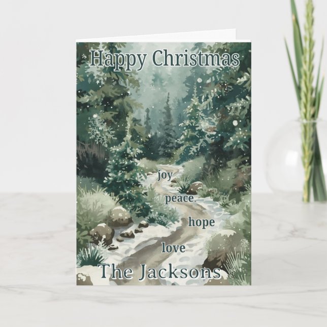 Carte Christmas Card from Our Family – Peace, Joy, Hope, (Devant)