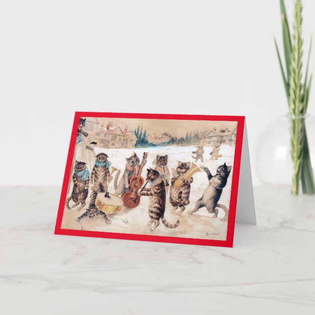 Carte Christmas Carol Singing, Louis Wain Card (Devant)