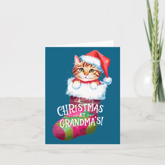 Carte Christmas Cat _ Christmas At Grandma Cat _ Cute Ca (Devant)