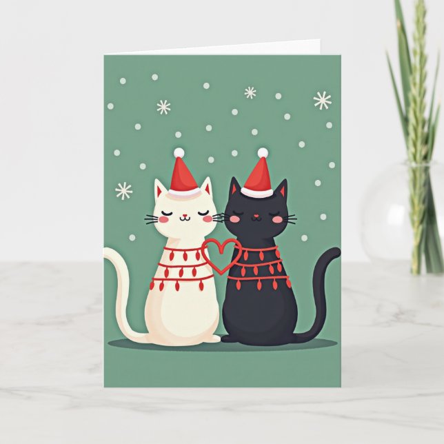 Carte Christmas Cat Couple Love (Devant)