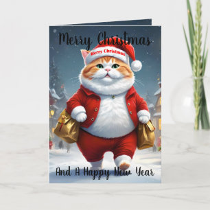 Carte Christmas Cat Père Noël,
