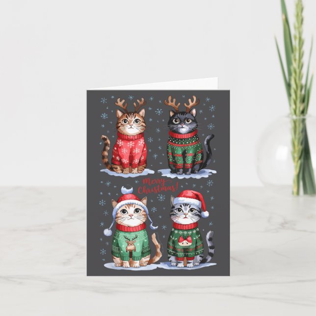 Carte Christmas Cats _ Merry Christmas Cats Graphic  (Devant)