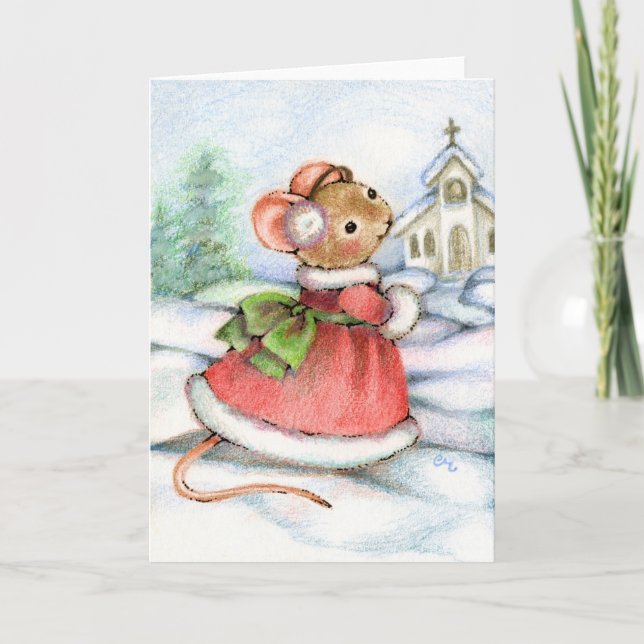 Carte Christmas Church Mouse (Devant)