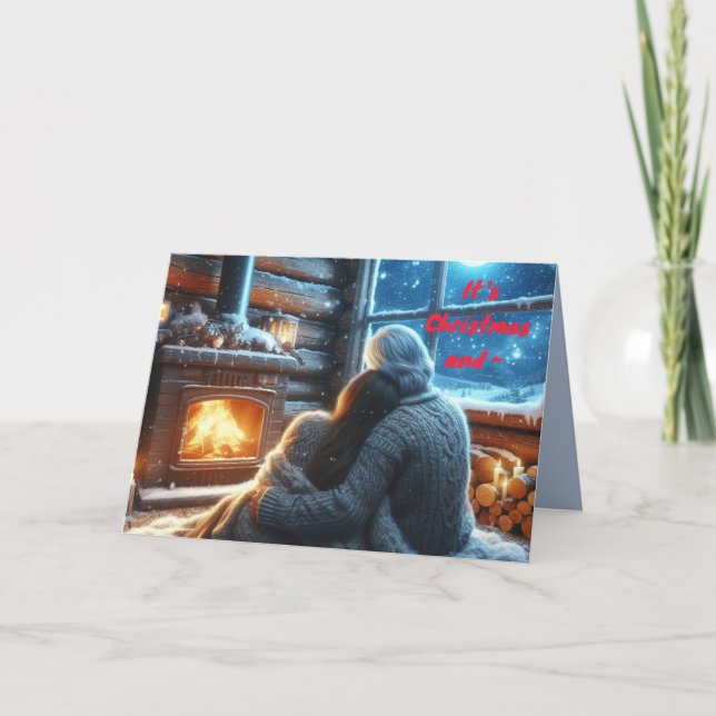 CARTE CHRISTMAS COUPLE FIRESIDE (Devant)