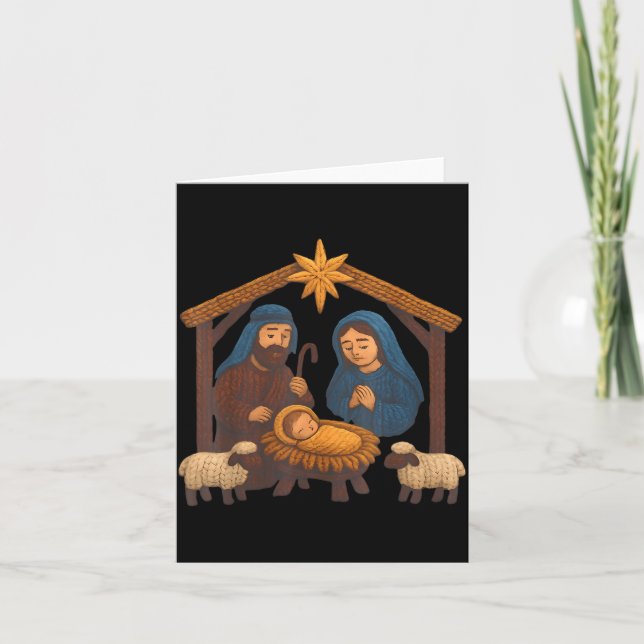 Carte Christmas Crochet Jesus Christmas Faux Yarn Sewing (Devant)