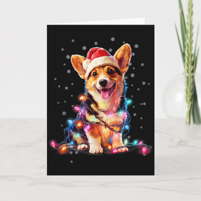 Carte Christmas Dog Corgi Santa Xmas Women Men Kids  (Devant)