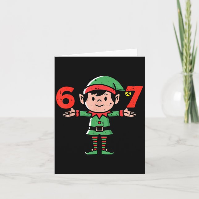 Carte Christmas Elf 67 Cute Xmas 6 7 Meme Gen Alpha Boys (Devant)