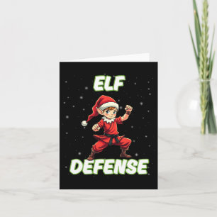 Carte Christmas Elf Defense Funny Martial Arts Karate Ki