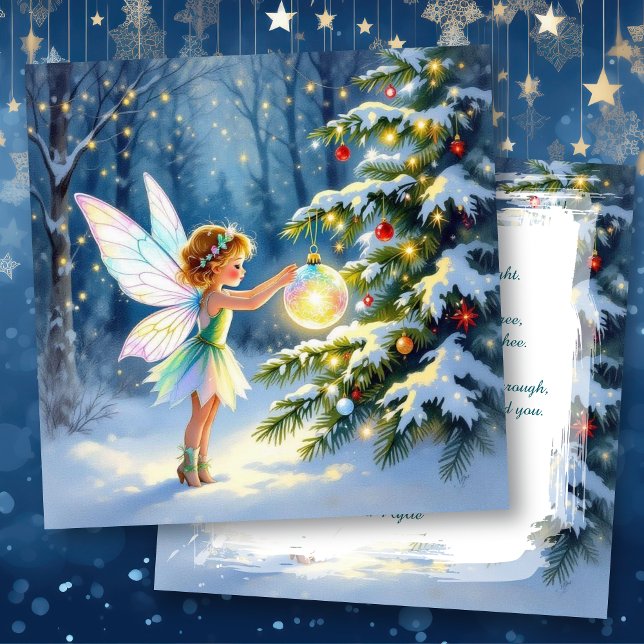 Carte Christmas Fairy Decorating a Christmas Tree  (Créateur téléchargé)