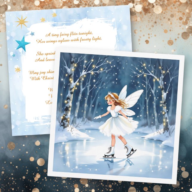 Carte Christmas Fairy Ice Skating in an Enchanted Forest (Créateur téléchargé)