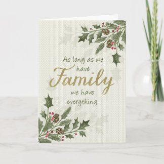 Carte Christmas Family Quote with Holiday Foilage