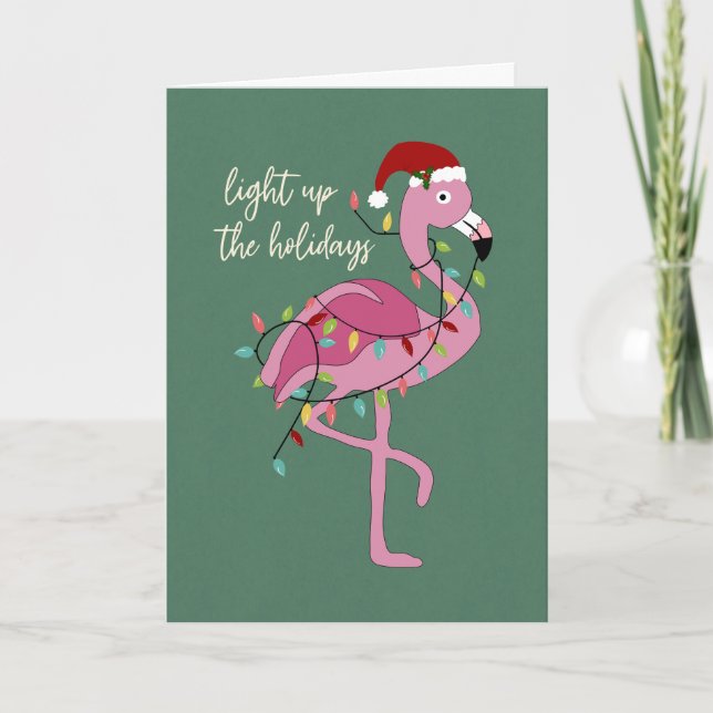 Carte Christmas Flamingo Light up the Holidays (Devant)