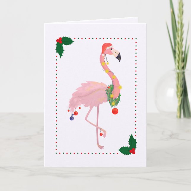 Carte Christmas Flamingo Santa Hat (Devant)