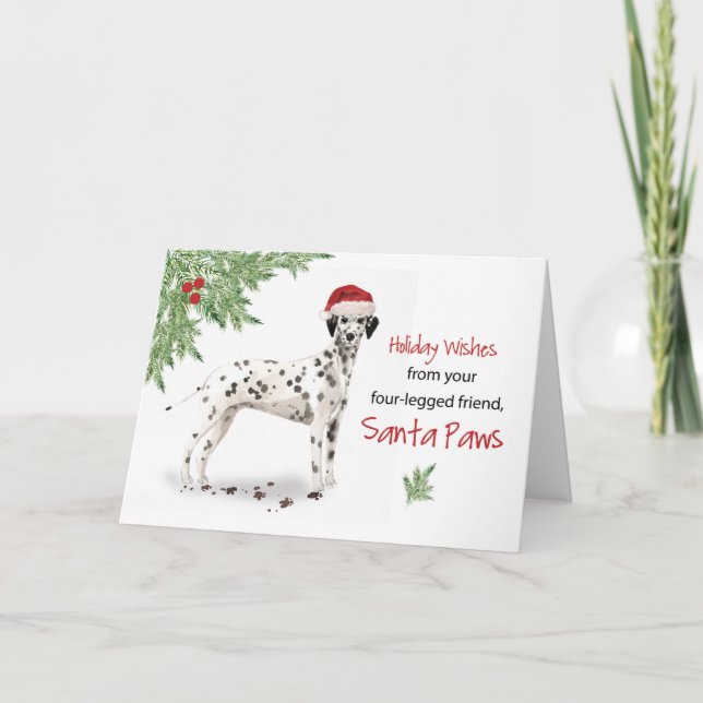 Carte Christmas From Dog Dalmatie à Funny Santa Hat (Devant)