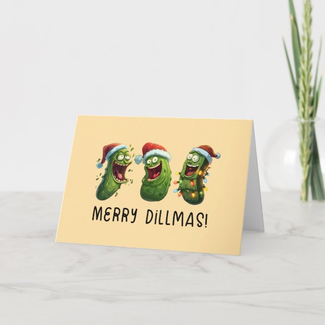 Carte Christmas funny dill pickles Merry Dillmas (Devant)
